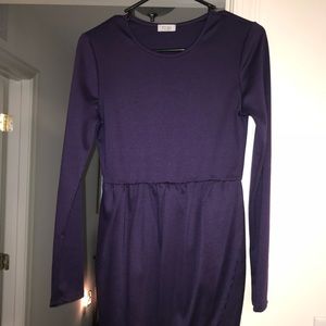 Purple Long-Sleeved Cocktail Dress